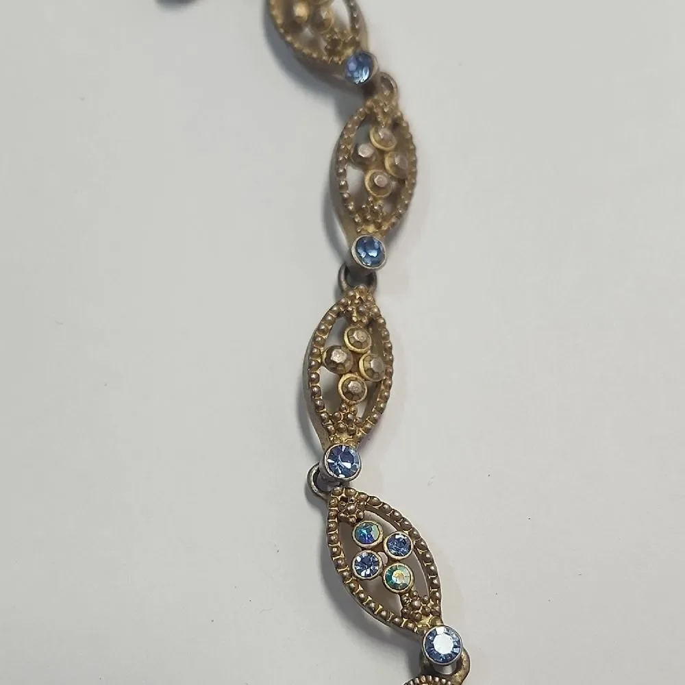 Suzanne Somers Crystal Iridescent Blue Dangle Statement 3D Necklace FOR REPAIR